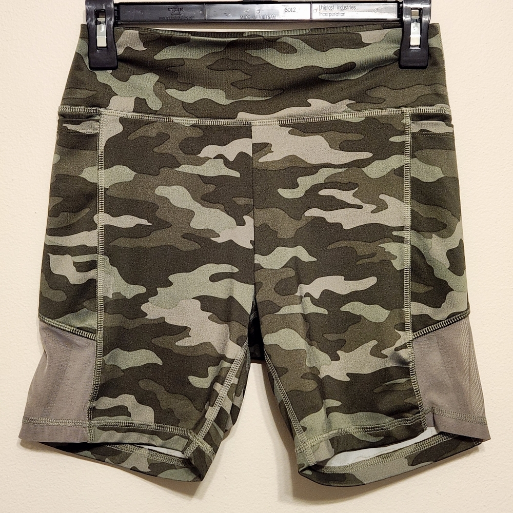 VS PINK Green Camo Spandex Shorts
